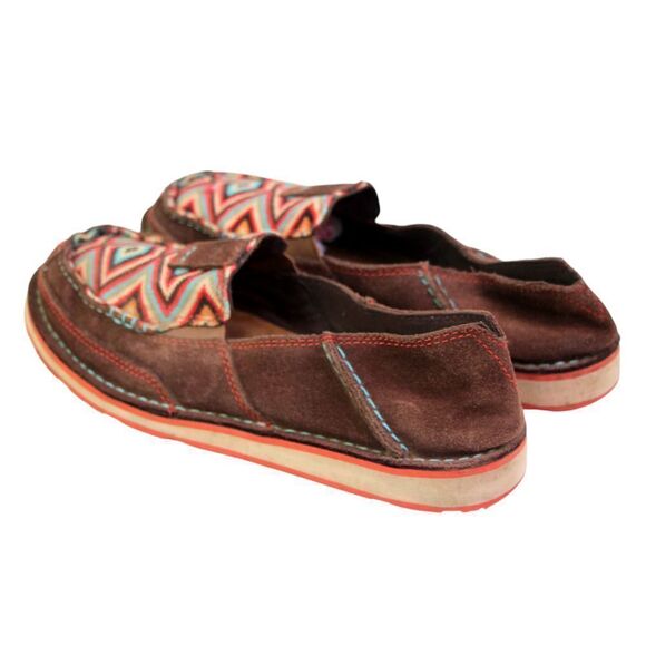 Ariat BROWN SUEDE MULTICOLOR TAPESTRY ROUND TOE COMFORT LOAFER FLATS SHOES 7.5 - Picture 3 of 11